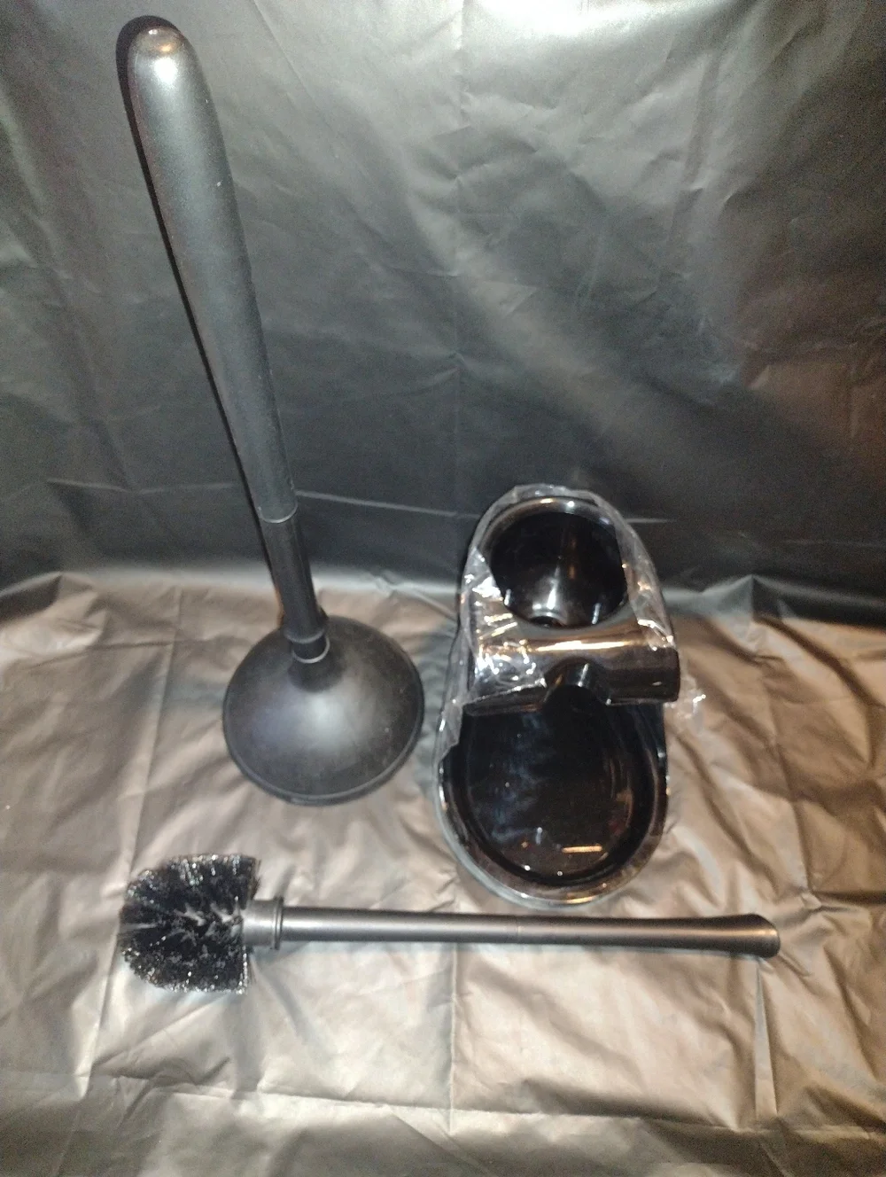 Trade* New! Black Toilet Brush And Plunger Set